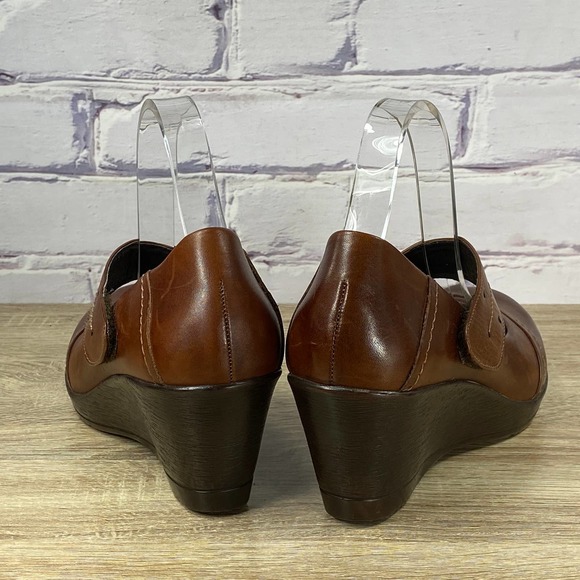 Dansko Fanny Brown Leather Mary Jane Wedge Heel Shoes 40 - Picture 4 of 9